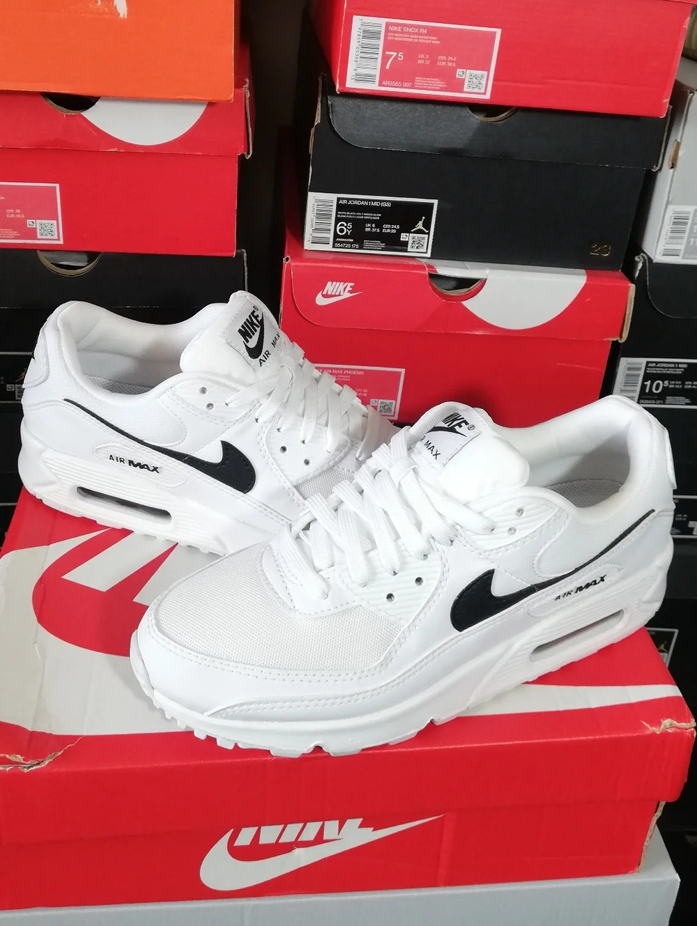 NIKE AIR MAX 90S ESSENTIAL WHITE-BLACK WOMEN US SIZE 9 BRAND NEW IN BOX - Picture 6 of 13